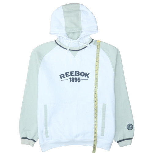 Reebok Men's White Grey Pullover Hoodie L Sports Fleece