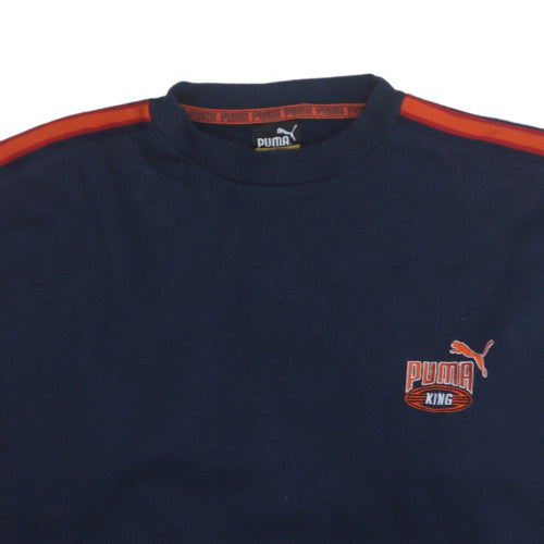 Additional view of Puma Men's Blue Pullover Sweatshirt Large Crew Neck Logo Sportswear
