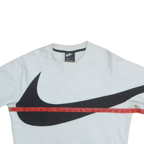 Nike Men White Pullover Sweatshirt L Crew Neck Graphic Logo Sports