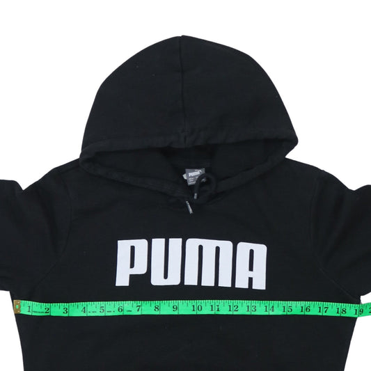 Puma Womens Black Hoodie UK 12 Pullover Long Sleeve Logo Sweatshirt