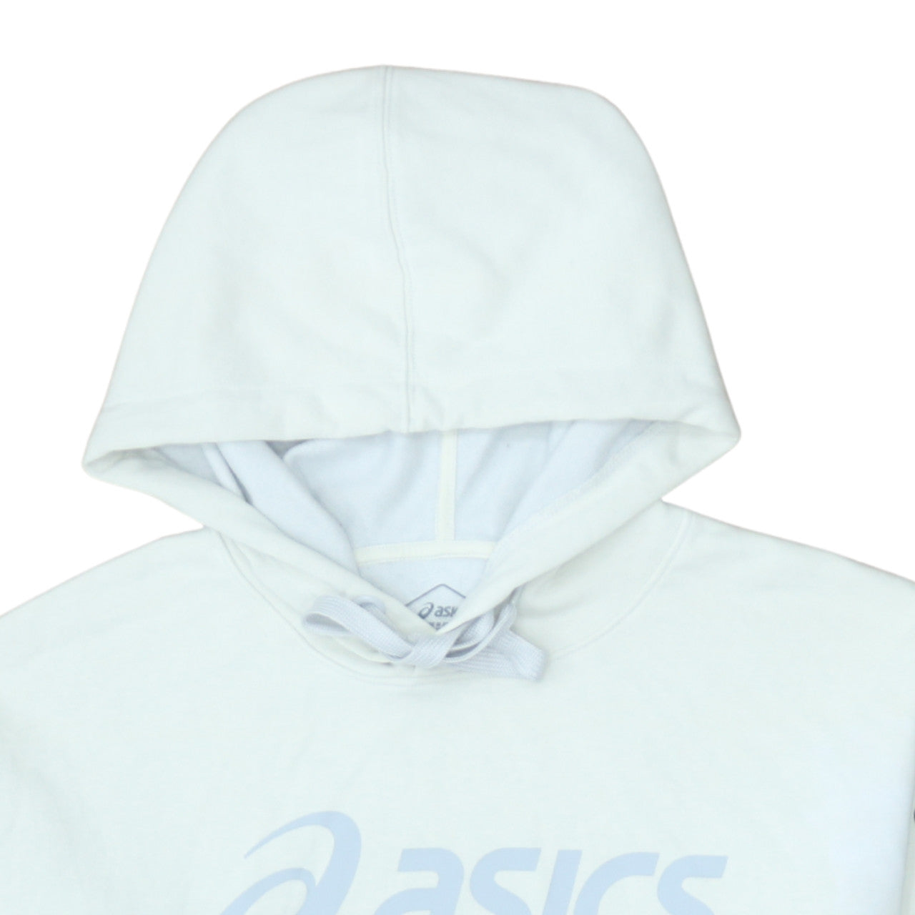 Asics Women White Pullover Hoodie Size L Graphic Print Cotton Blend