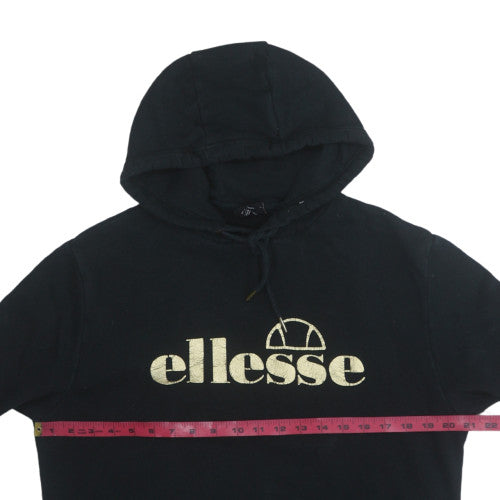 Ellesse Mens Black Pullover Hoodie S Gold Logo Sweatshirt