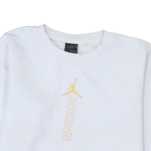 Additional view of Nike Jordan boys’ white crew neck sweatshirt 12-13 years pullover style