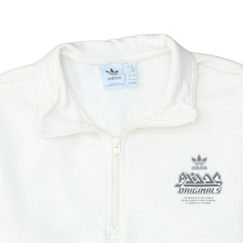 Additional view of Adidas boys’ white 1/2 zip fleece sweatshirt 15-16 years originals logo