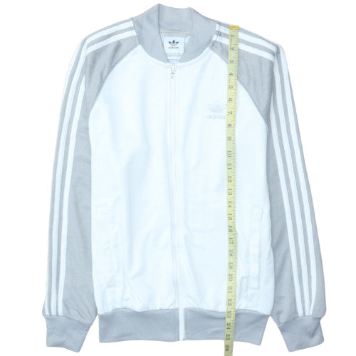 Adidas Men's White & Grey Track Jacket Size S Full Zip Casual Sports