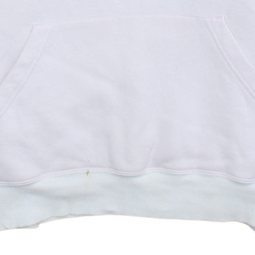 Additional view of Adidas women’s pink pullover hoodie, size UK 10, cotton blend logo sweatshirt