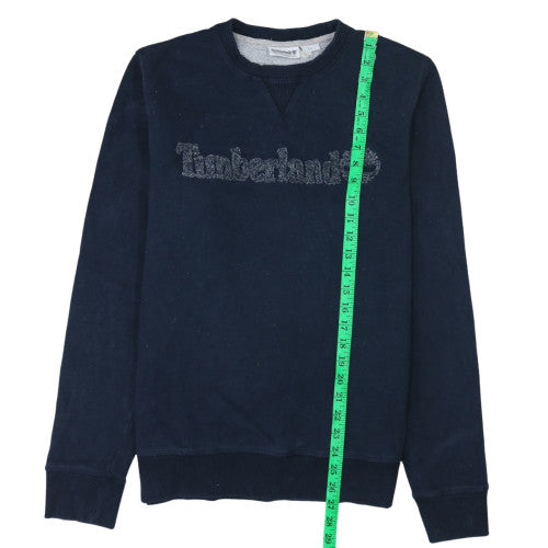 Timberland Men Navy Blue Crew Neck Logo Sweatshirt L Cotton Blend