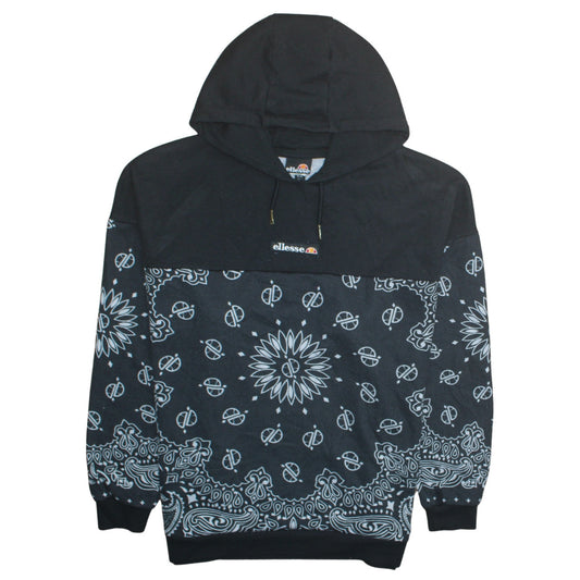 Ellesse Womens Black Paisley Pullover Hoodie Size 12 Polyester