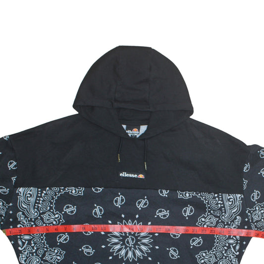 Ellesse Womens Black Paisley Pullover Hoodie Size 12 Polyester