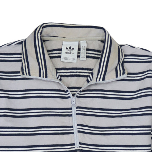 Additional view of Adidas men’s grey striped 1/2 zip sweatshirt, size S, long sleeve