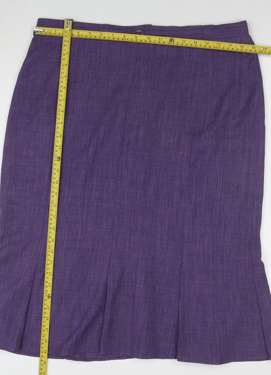 Damart Womens Purple Midi Straight Skirt Size 20 Lined Twill Business