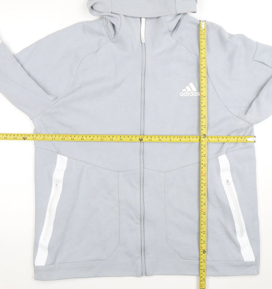 Adidas Men's Grey Full Zip Hoodie XL Sportswear Classic Fit