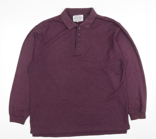Giorgio Fellini Men's Purple Long Sleeve XL Polo Shirt