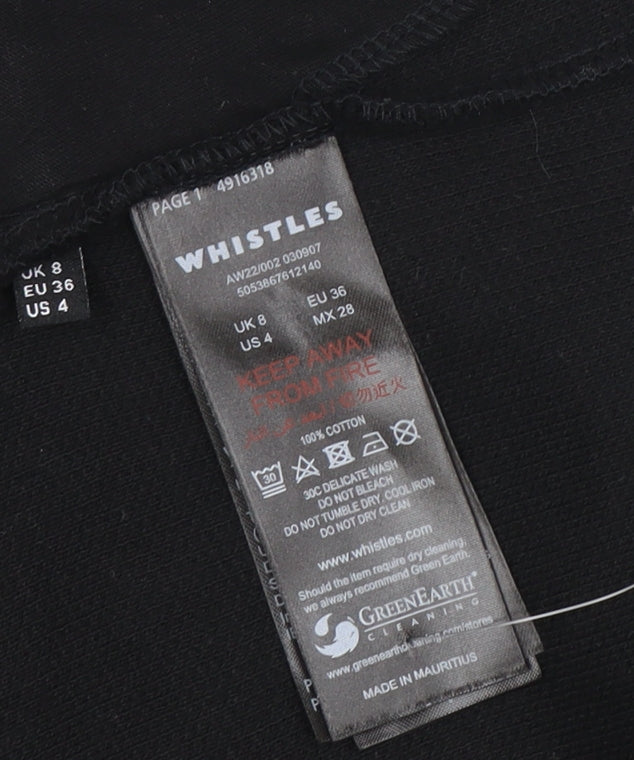Whistles Women's Black Cotton Two-Button Blazer UK 8 Classic Fit