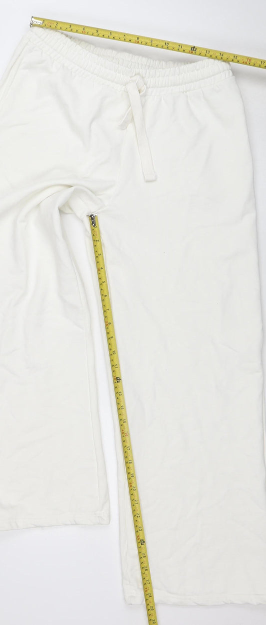 PrettyLittleThing Womens White Regular Fit Jersey Sweatpants M