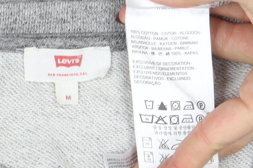 Levi's Mens Grey Cotton Crew Neck Long Sleeve Sweatshirt M