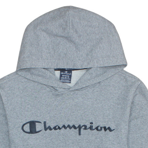 Champion Men's Grey Pullover Hoodie Medium Graphic Logo