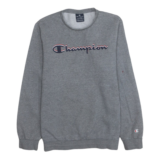 Champion Boys Grey Crew Neck Pullover Sweatshirt 13-14 Years Logo Print
