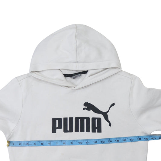 Puma Womens White XS Pullover Hoodie Classic Logo Fleece Sweatshirt