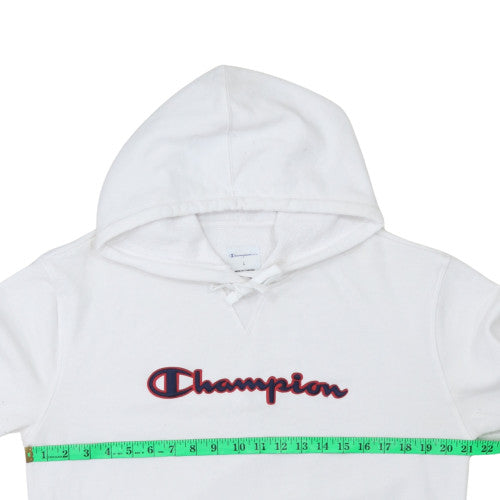 Champion Womens White Large Pullover Hoodie with Logo Embroidery