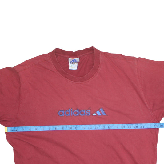 Adidas Men's Red Crew Neck Short Sleeve Cotton T-Shirt Size L