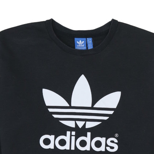 Additional view of Adidas women’s black crew neck sweatshirt, size UK 8, logo print pullover
