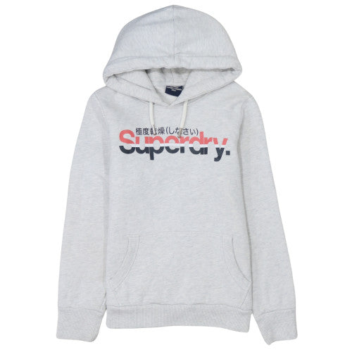 Superdry Women's Grey Pullover Hoodie Size M Graphic Print Casual