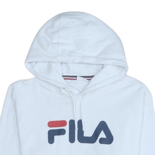 Additional view of Fila Men's White Pullover Hoodie M Cotton Blend Logo Sweatshirt