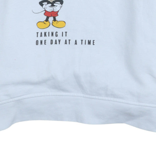 Disney Womens White Mickey Mouse Pullover Hoodie Size M