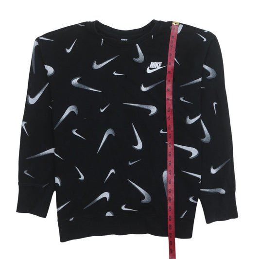 Nike Boys Black XL Pullover Sweatshirt with Swoosh Logo Print
