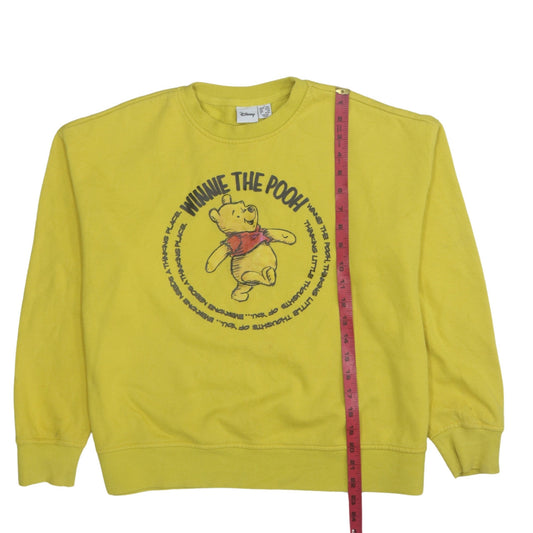 Disney Women Yellow Winnie the Pooh Pullover Sweatshirt Size 10/12