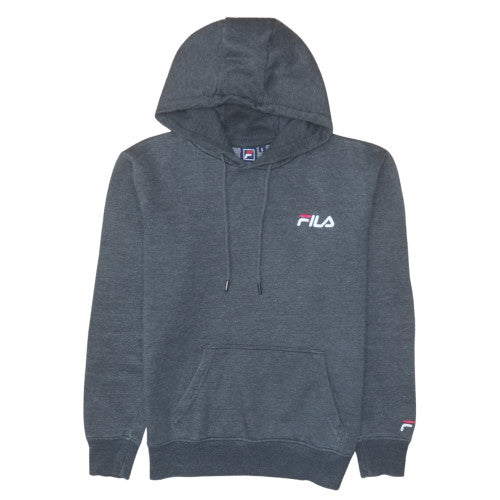FILA Men's Grey Pullover Hoodie S Logo Fleece Sweatshirt