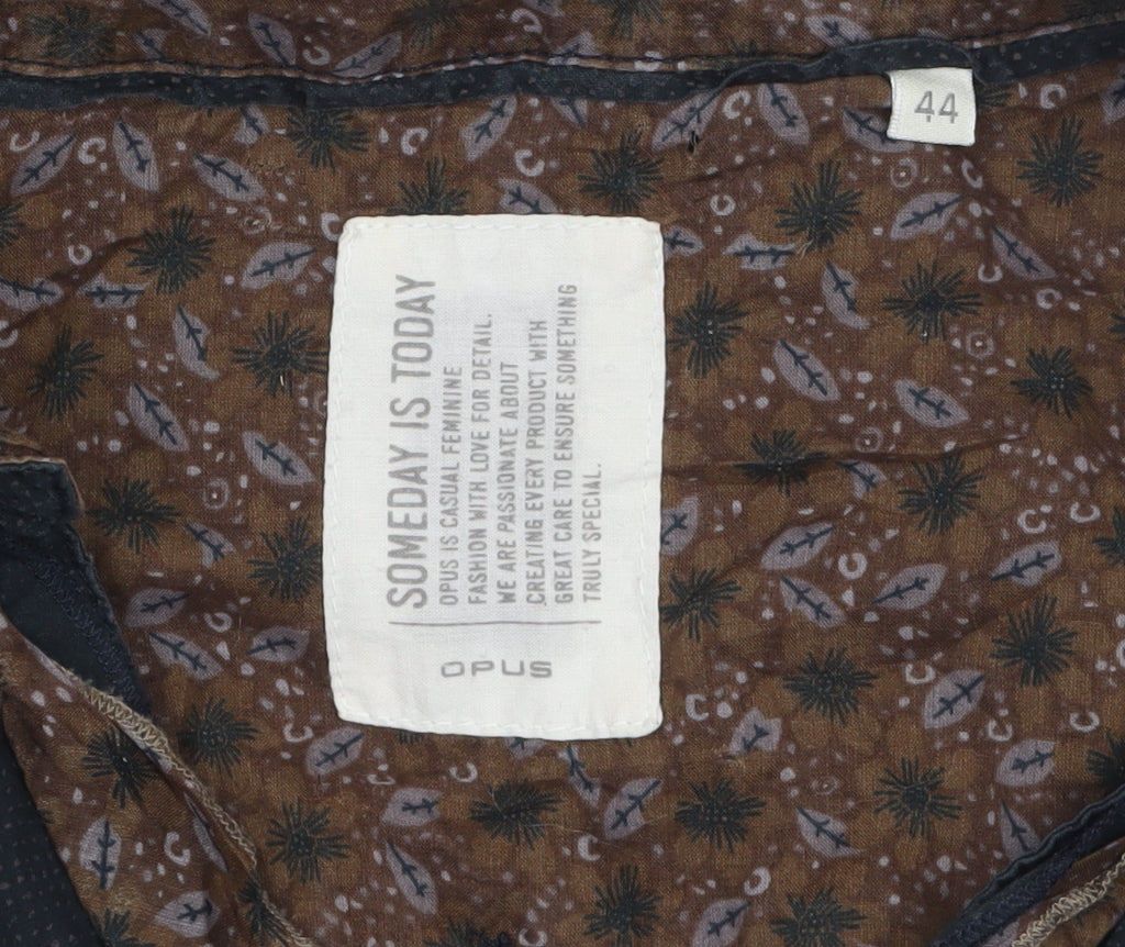 OPUS Women's Black Cotton Ruffle Trim Long Sleeve Blouse Size 16