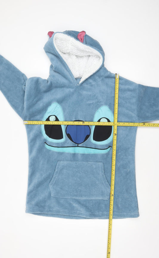 Disney Women Blue Stitch Fleece Hooded Nightshirt One Size