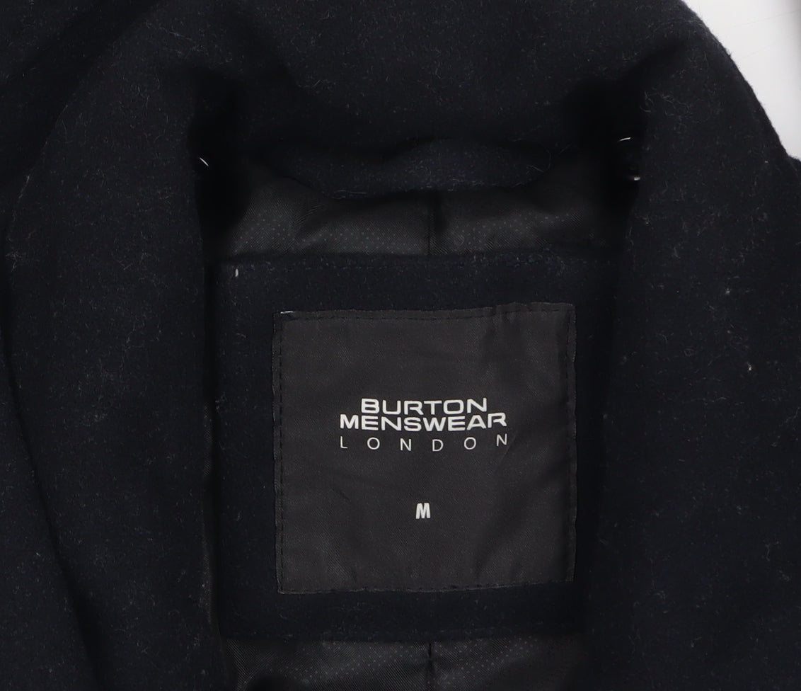 Burton Menswear London Men's Black Wool Blend Full Zip Jacket Medium