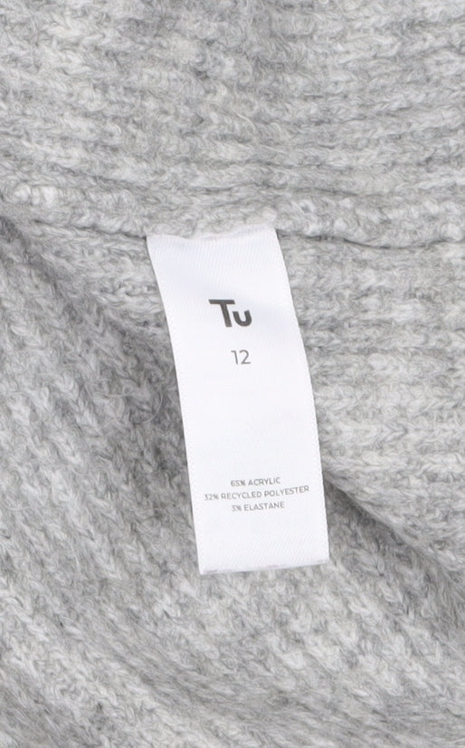 Tu Women’s Grey Knit V-Neck Long Sleeve Jumper Dress Size 12