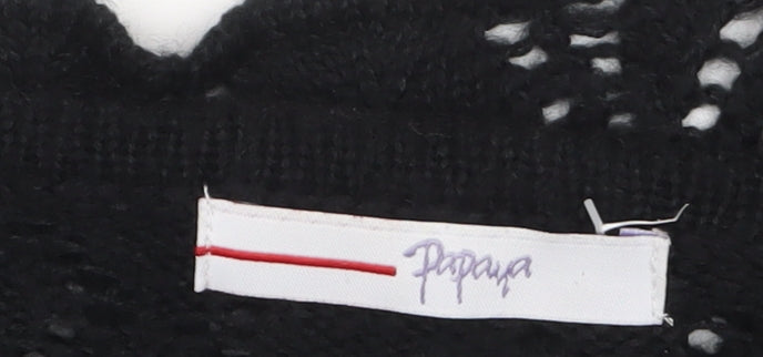 Papaya Women Black Size 18 Wrap Knit Acrylic Cardigan