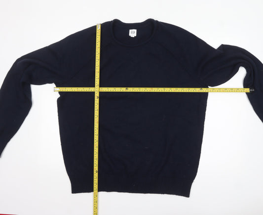GAP Men's Navy Blue XL Crew Neck Wool Cotton Pullover Jumper
