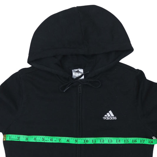Adidas Women's Black Full Zip Hoodie Size Small UK 8-10 Cotton Blend