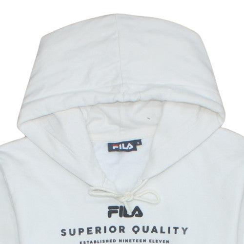 FILA Men's White Pullover Hoodie M Sports Logo Fleece Sweatshirt