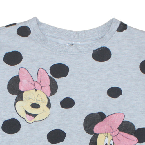 Disney Teens Grey Polka Dot Minnie Mouse Sweatshirt Size 12-14