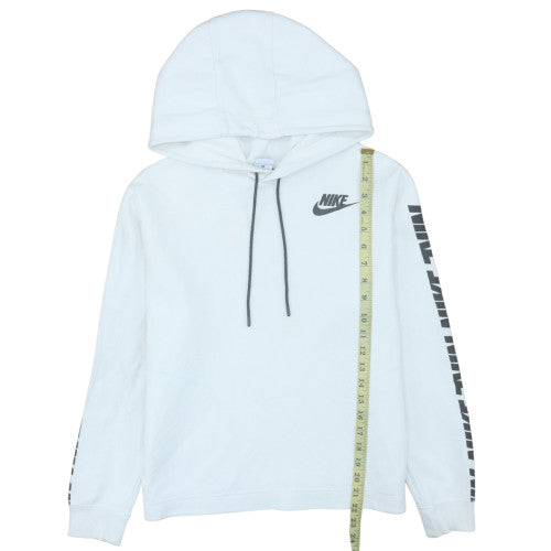 Nike Men's White S Pullover Hoodie with Logo Sleeve Print
