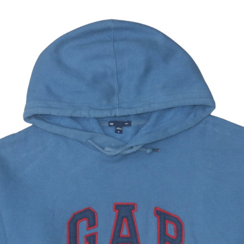 GAP Men's Blue Pullover Hoodie Medium Embroidered Logo Fleece
