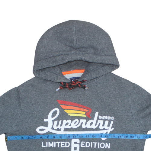 Superdry Men's Grey Pullover Hoodie M Graphic Print Logo Fleece