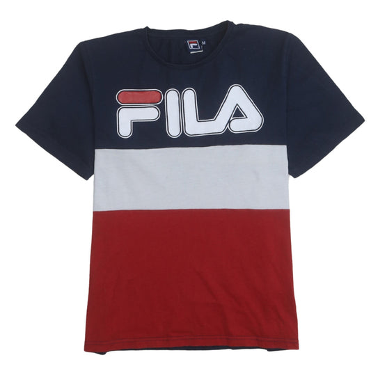 FILA Mens Multicolour Crew Neck Colourblock Logo T-Shirt Size M