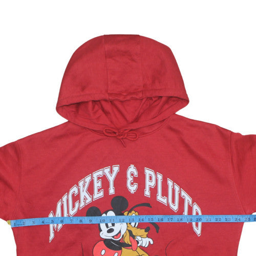 Disney Womens Red Mickey & Pluto Pullover Hoodie Size L