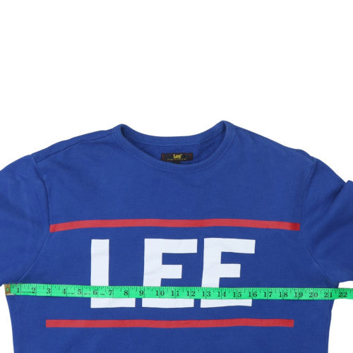 Lee Men's Blue Crew Neck Logo Pullover Sweatshirt M