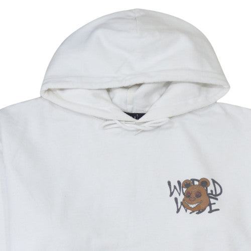 Additional view of boohooMAN Men's White Pullover Hoodie Small Graphic Bear Print