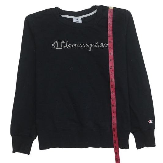 Champion Women's Black Large Pullover Sweatshirt Crew Neck Logo Fleece