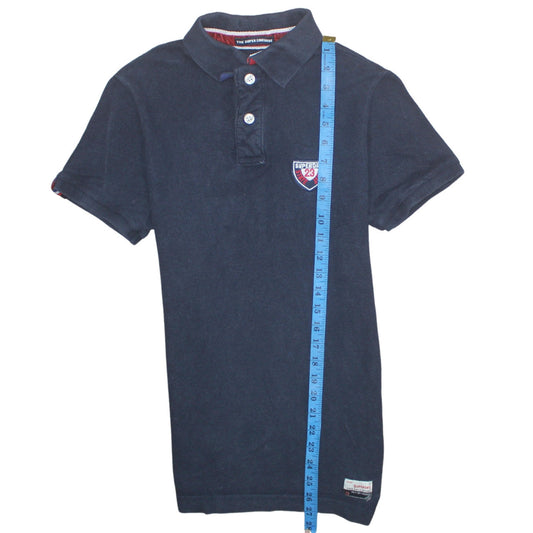 Superdry Men's Blue Slim Fit Polo Shirt Size S Cotton Embroidered